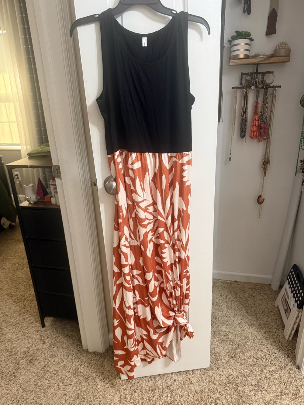 Black & Rust Floral Sleeveless Maxi Dress